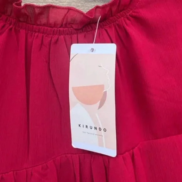 🎁 NWT Kirundo Size Small Red/Burgundy Baby Doll Dress - Picture 6 of 7